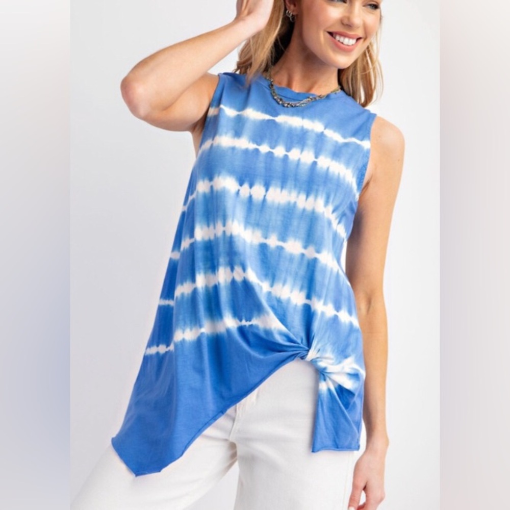 “The Josephine" Royal Blue Tie Dye Twist Cotton Top